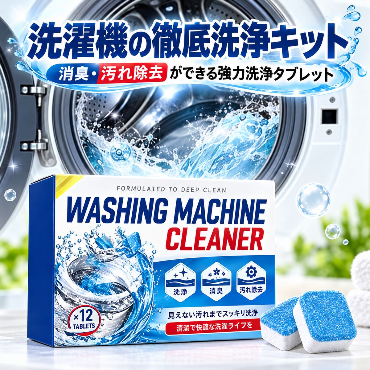 洗濯機の徹底洗浄キット – 消臭・汚れ・残留物を除去する強力洗浄タブレット